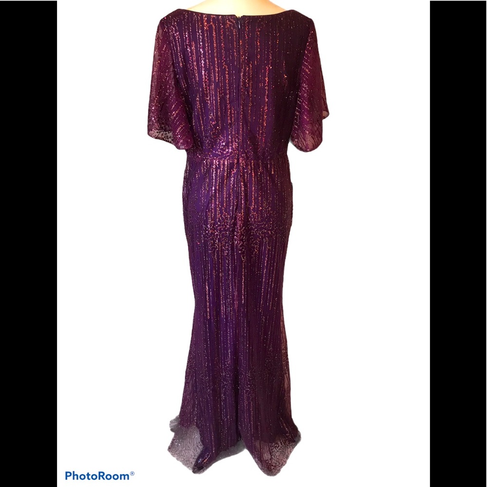 🍁PLUM FISHTAIL FORMAL GOWN WITH GLITTER - Picture 2 of 8